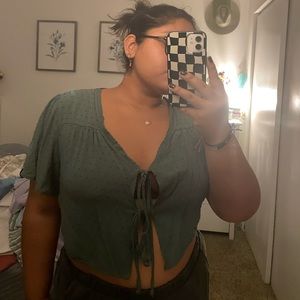sage green tie up top